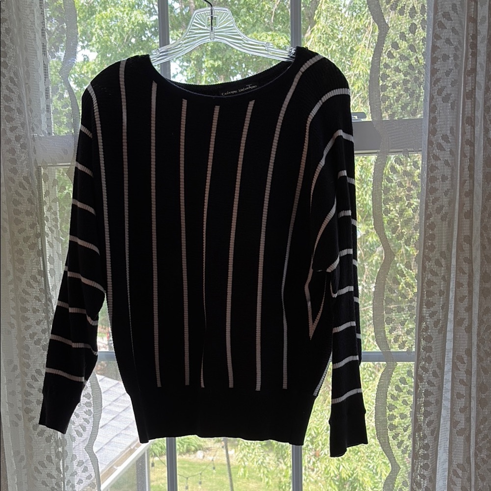 Catherine Malandrino Black and White Crew Neck Sweater